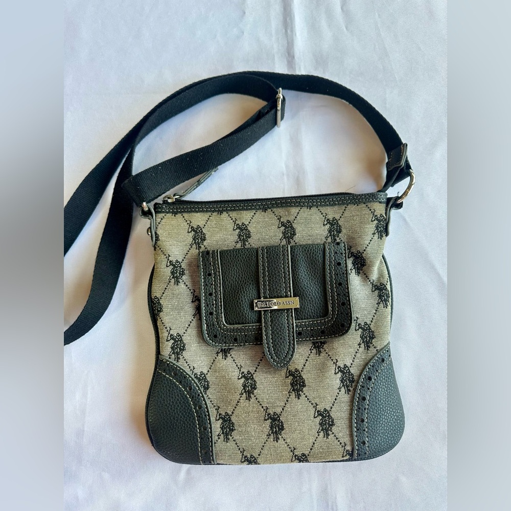 U.S. Polo Assn. Black and Gray Crossbody Bag with Polo Logo